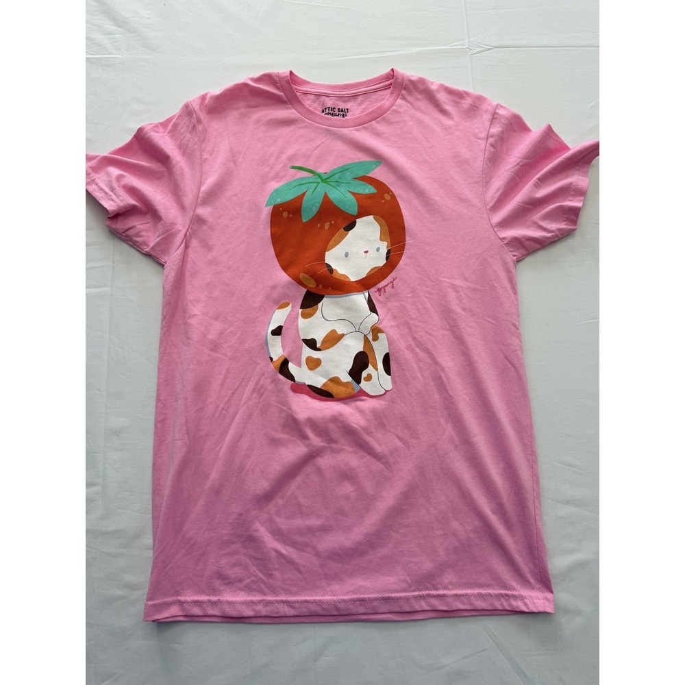 Attic Salt Shirt Mens Medium Pink Goyangii Cat Tomato Graphic Tee Kawaii Cute
